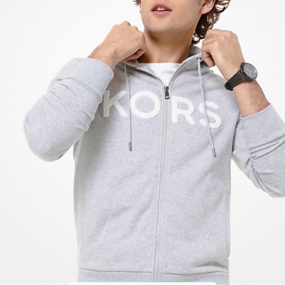 Michael Kors Heather Gray Zip-Up Sweater